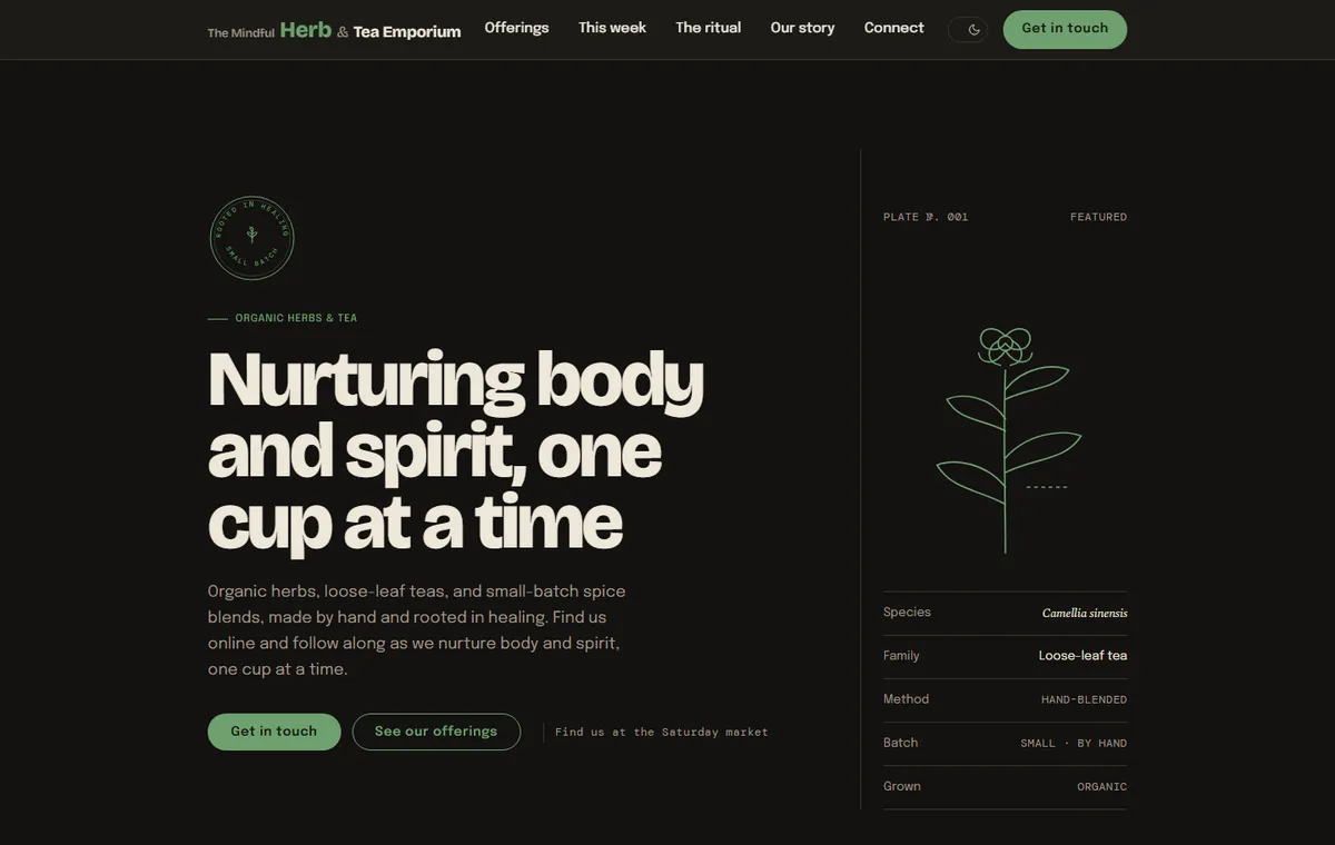The Mindful Herb website built by Holt Web Co